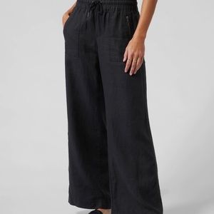 Athleta Black Cabo Linen Wide Leg Pant, 10